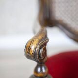 Armchair with Rattan Backrest, 1950s