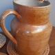 Pitcher in sandstone stamped glazed terracotta, bonny sandstone, handmade