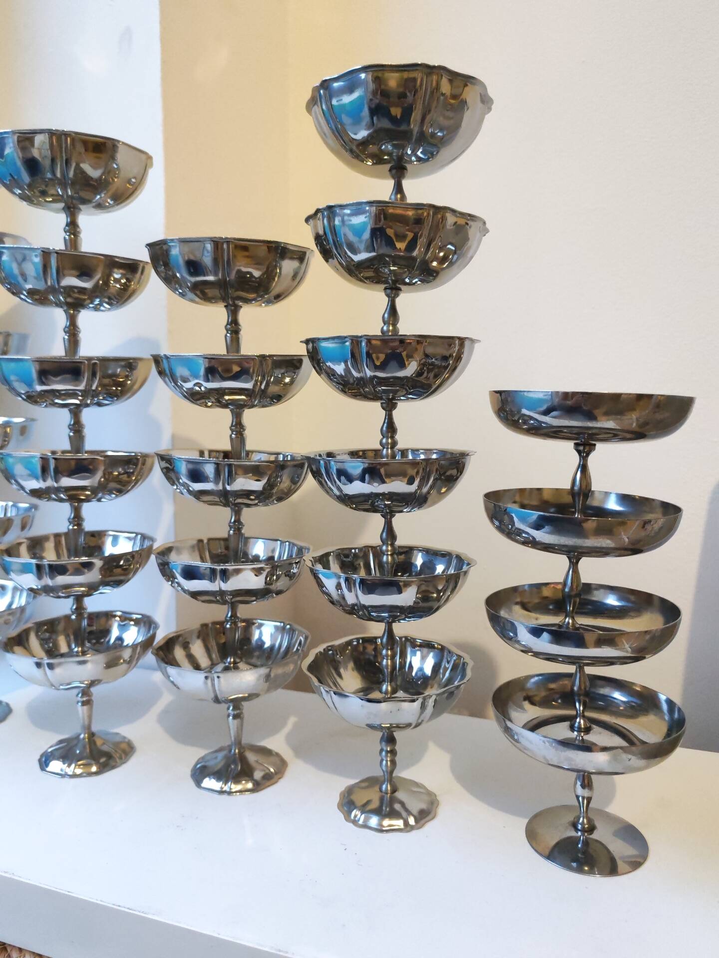 27 coupes en acier chromé inoxydable