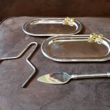 Set of 2 old metal butter dishes