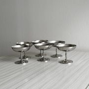 6 stainless steel dessert bowls on foot