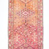 3x12 Red Orange Vintage Runner Rug, 89x373Cm
