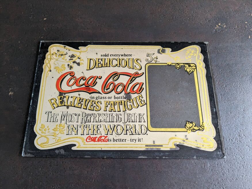 Old screen-printed mirror advertising Coca-Cola 31 x 20 cm | Selency