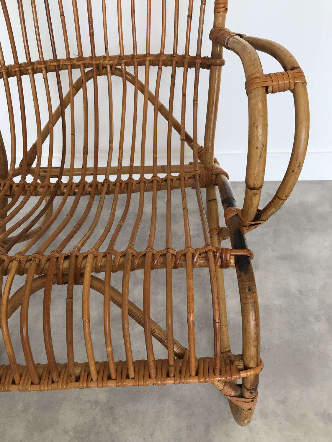 Pair of vintage rattan armchairs