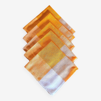 5 serviettes de table à carreaux, 60s
