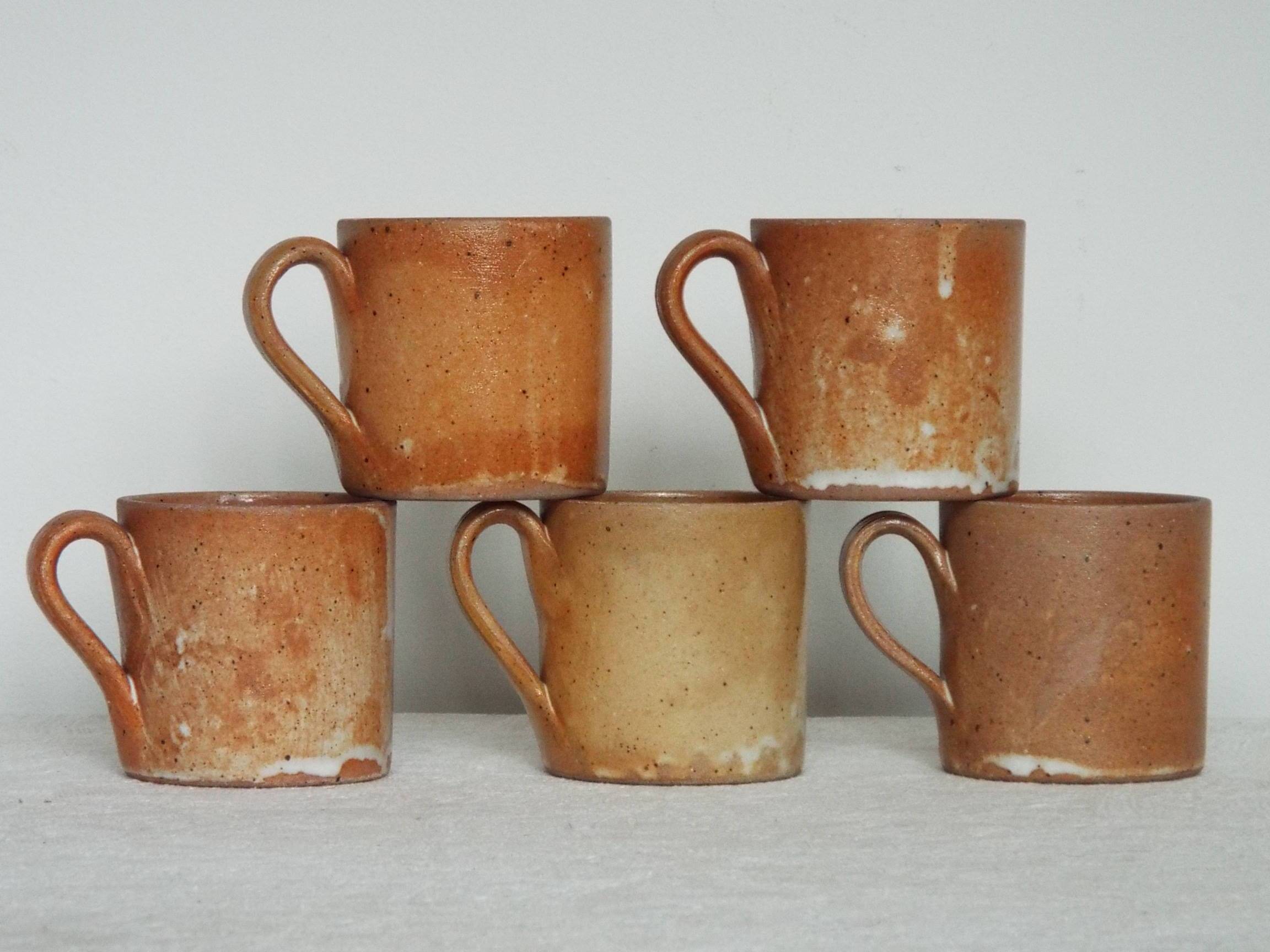 5 70s stoneware cups