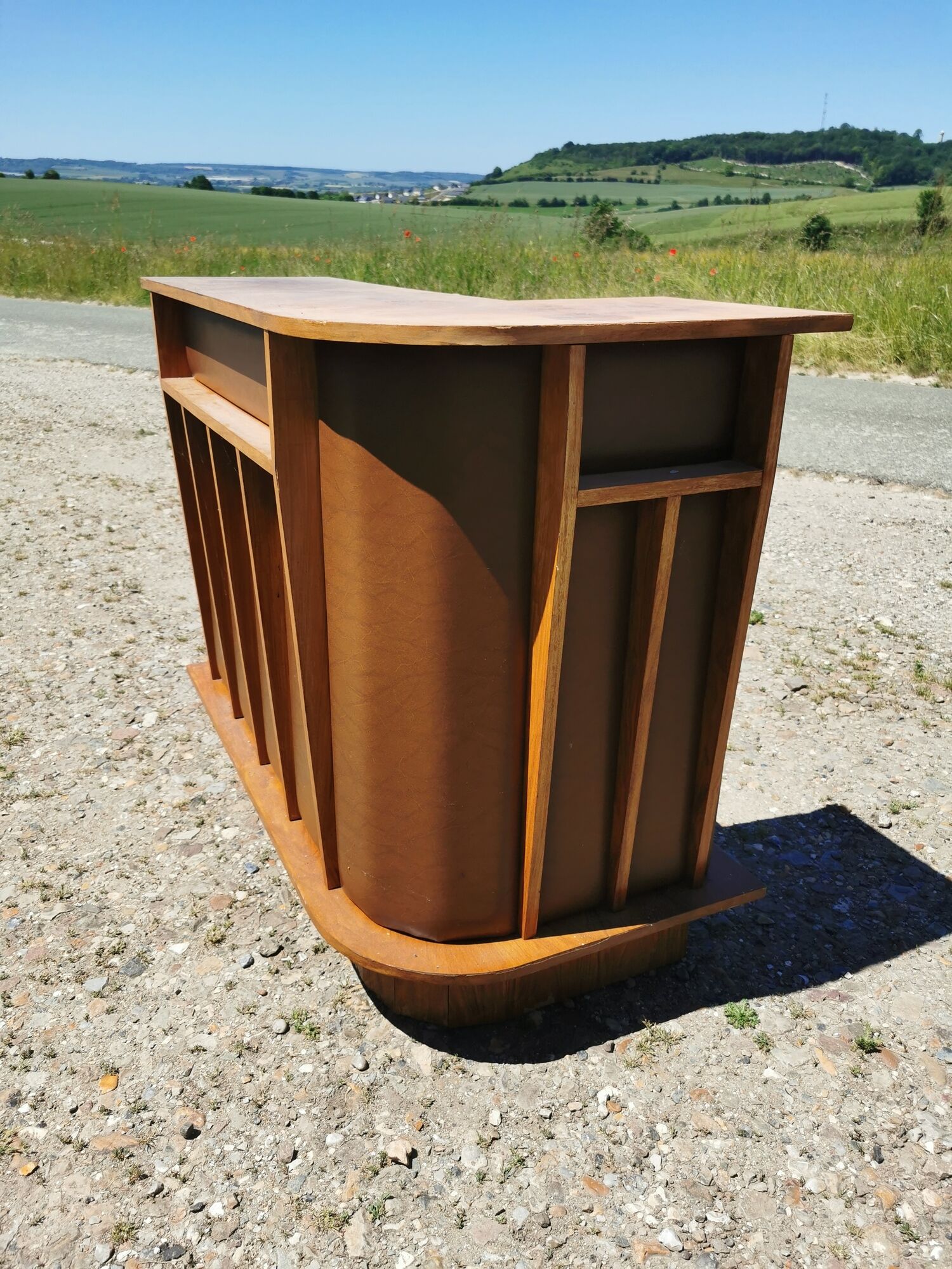 Corner bar and old stool from the 60s/ 70s, seventies skaï, vintage