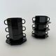 Vintage Set of 6 Arcoroc Black Glass Soup Cups and Saucers Set
