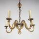 Vintage Murano 5-Arm Ribbed Topaz Glass Chandelier Pendant Lamp
