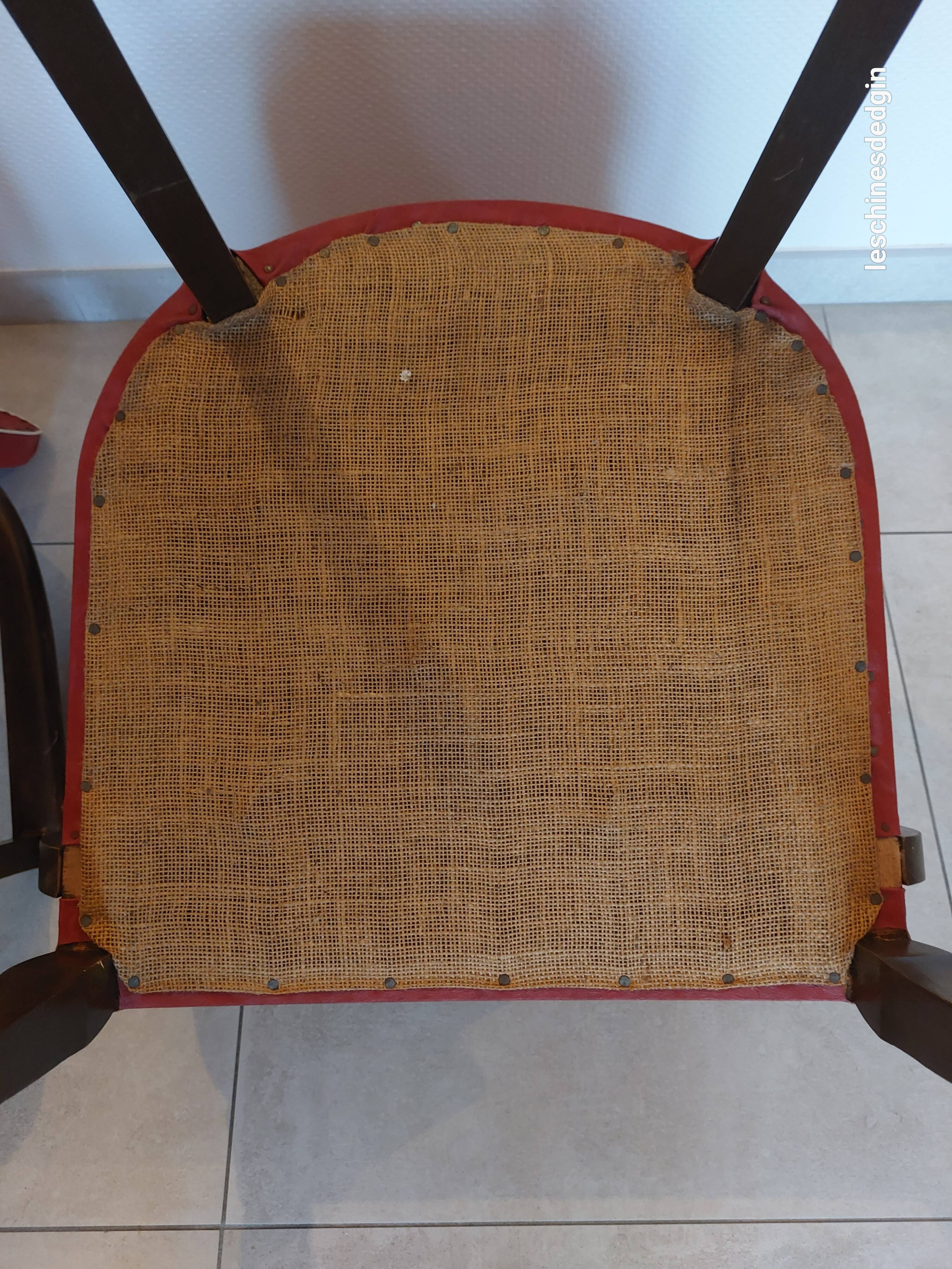 pair of red bridge armchairs