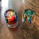 Two Shot Glasses,: One Murano, One CC Zechin using Murano Techniques.