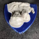 Religious bas-relief wall sculpture of the Virgin and Child signed Cantagalli