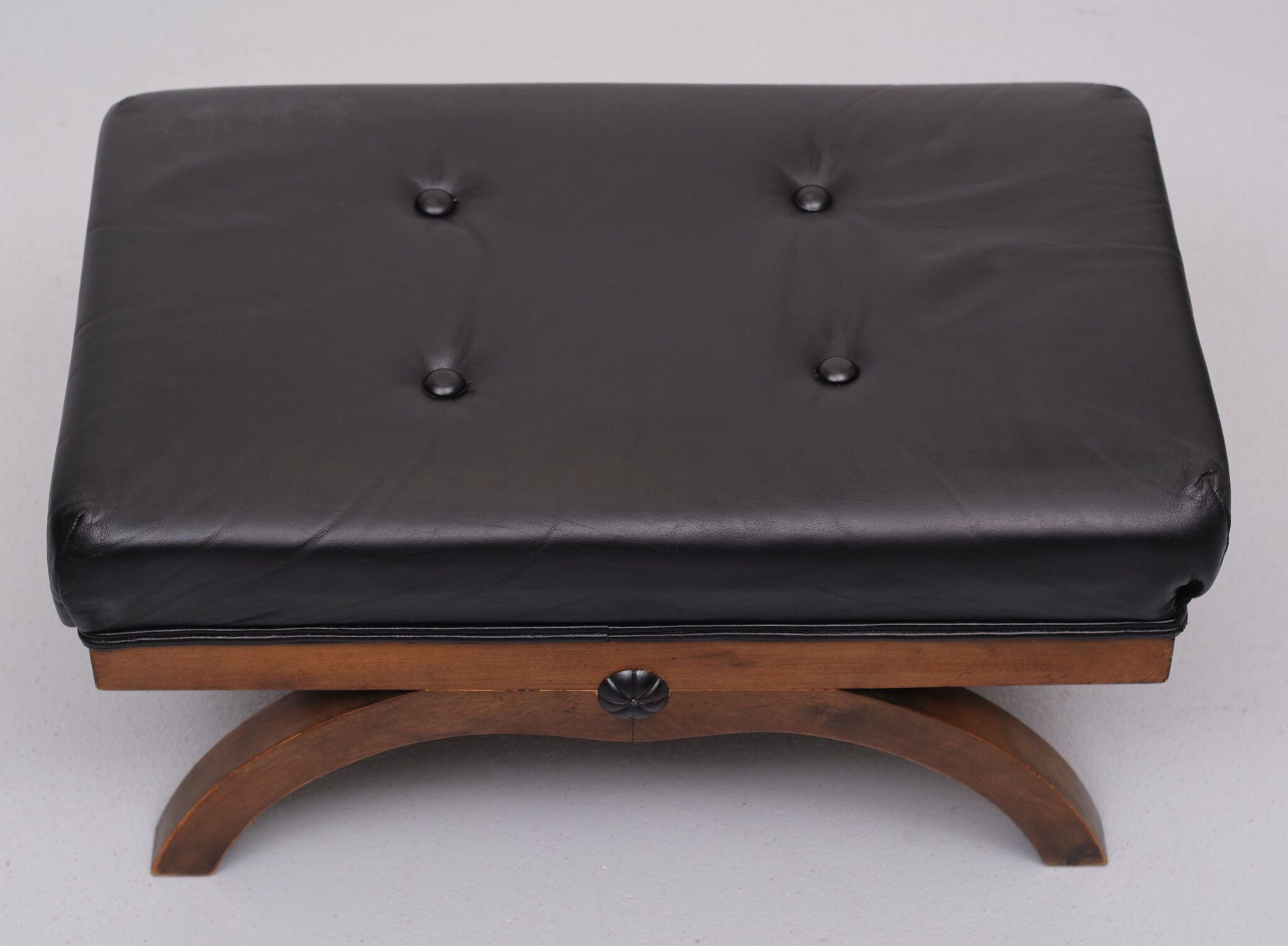 Black Leather Ottoman 1920s England