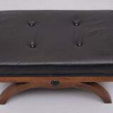 Black Leather Ottoman 1920s England