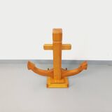 Large vintage decorative anchor in pine wood
