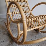 Vintage rattan rocking chair for children