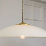 Mid-Century Italian Saucer Glass and Brass Pendant Lamp