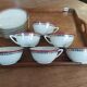 6 Pillivuyt pink and gold porcelain coffee cups