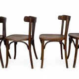 Set of 4 antique Thonet curved wood bistro chairs