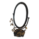 Table mirror, tilting psyche in patinated bronze decorated with leaves and fruits