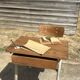 Renovated antique desk with inkwell