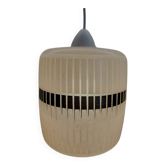Lampe à suspension vintage en glaçure, avec décor noir en relief, jaren 80