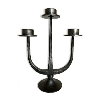 Chandelier bougeoir xl en fer battu 1970