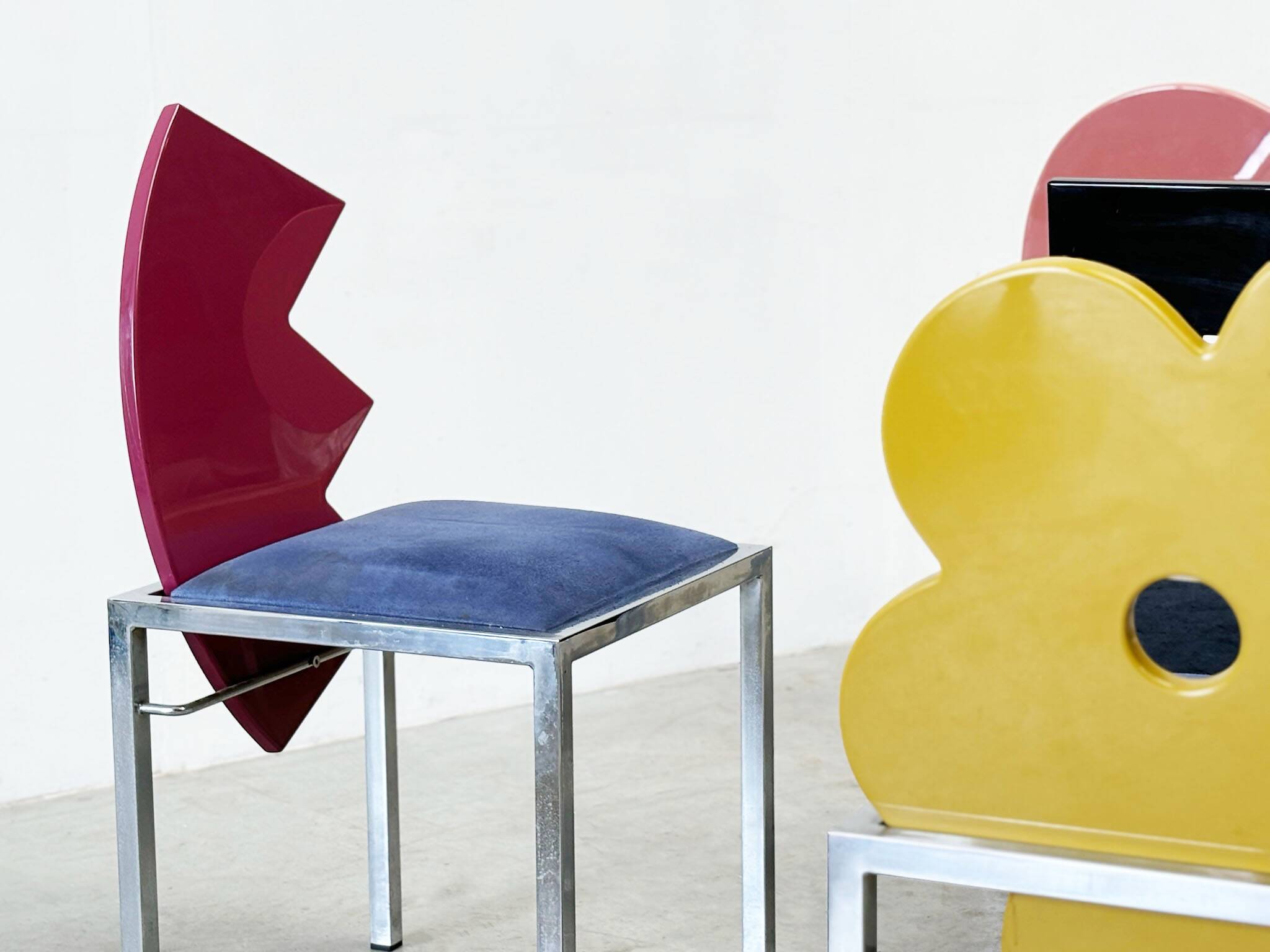 Set of 6 postmodern dining chairs by Salvati e Tresoldi for Omaggi / Saporiti