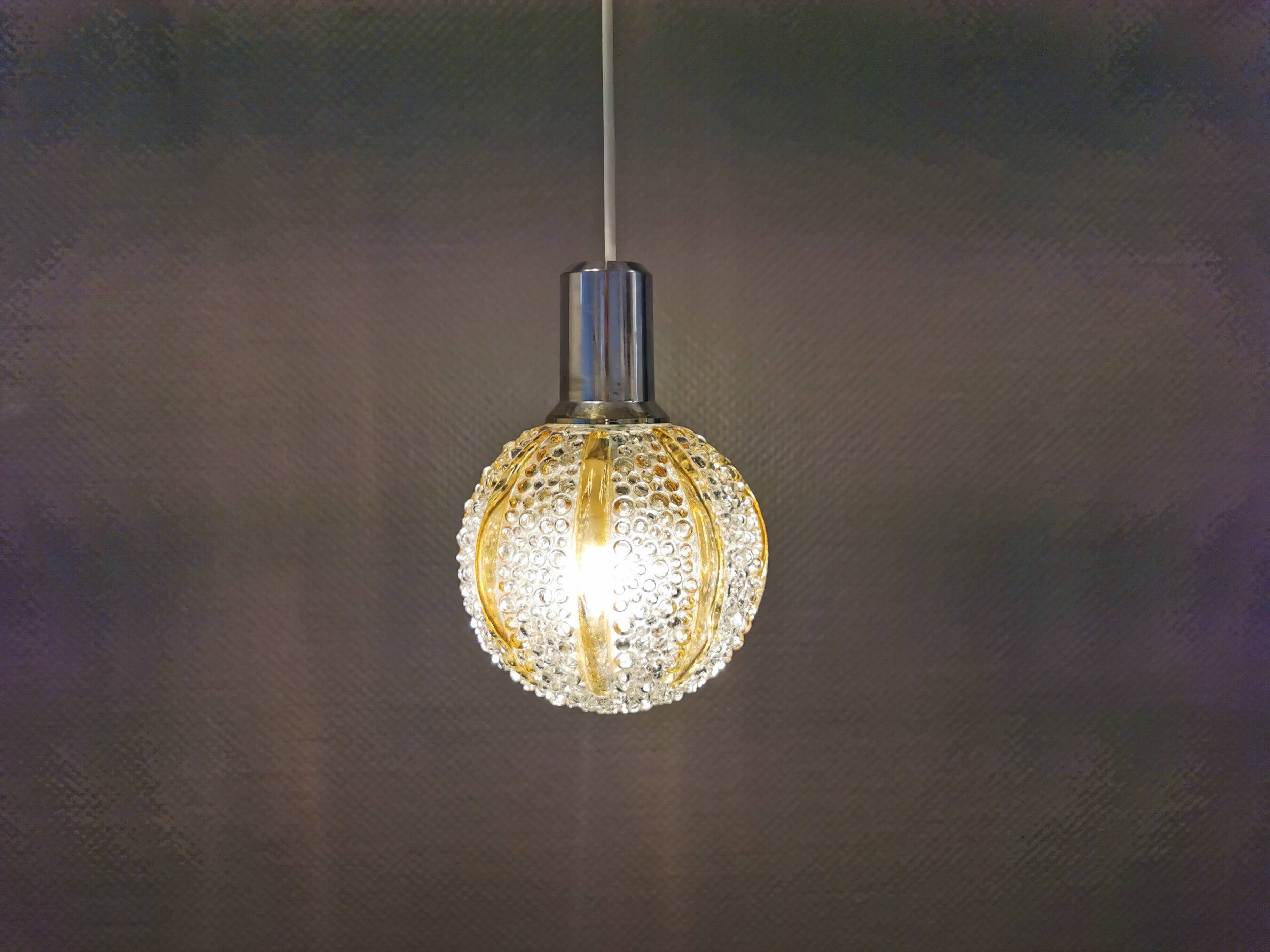Small Danish hanging lamp in glass.