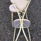 4 vintage chairs in tubular metal lacquered white yellow.