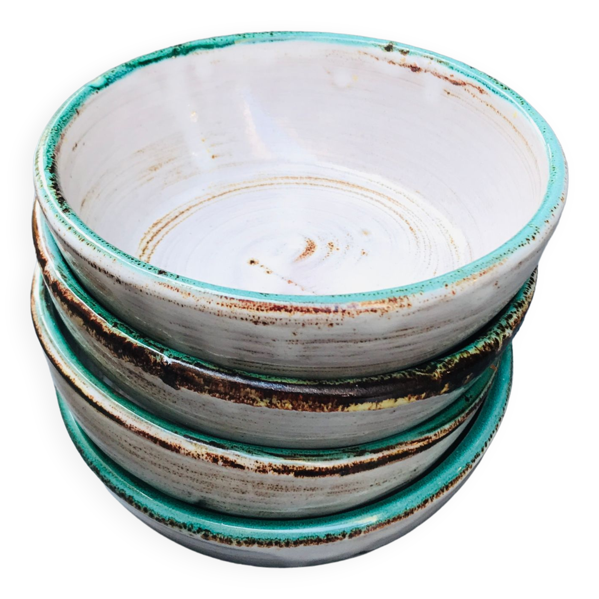 Set of 4 enamelled earth cups