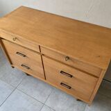 Large vintage 6-drawer chest of drawers from the 50s in oak.