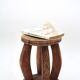 African stool with scarified wooden decoration, 1980s