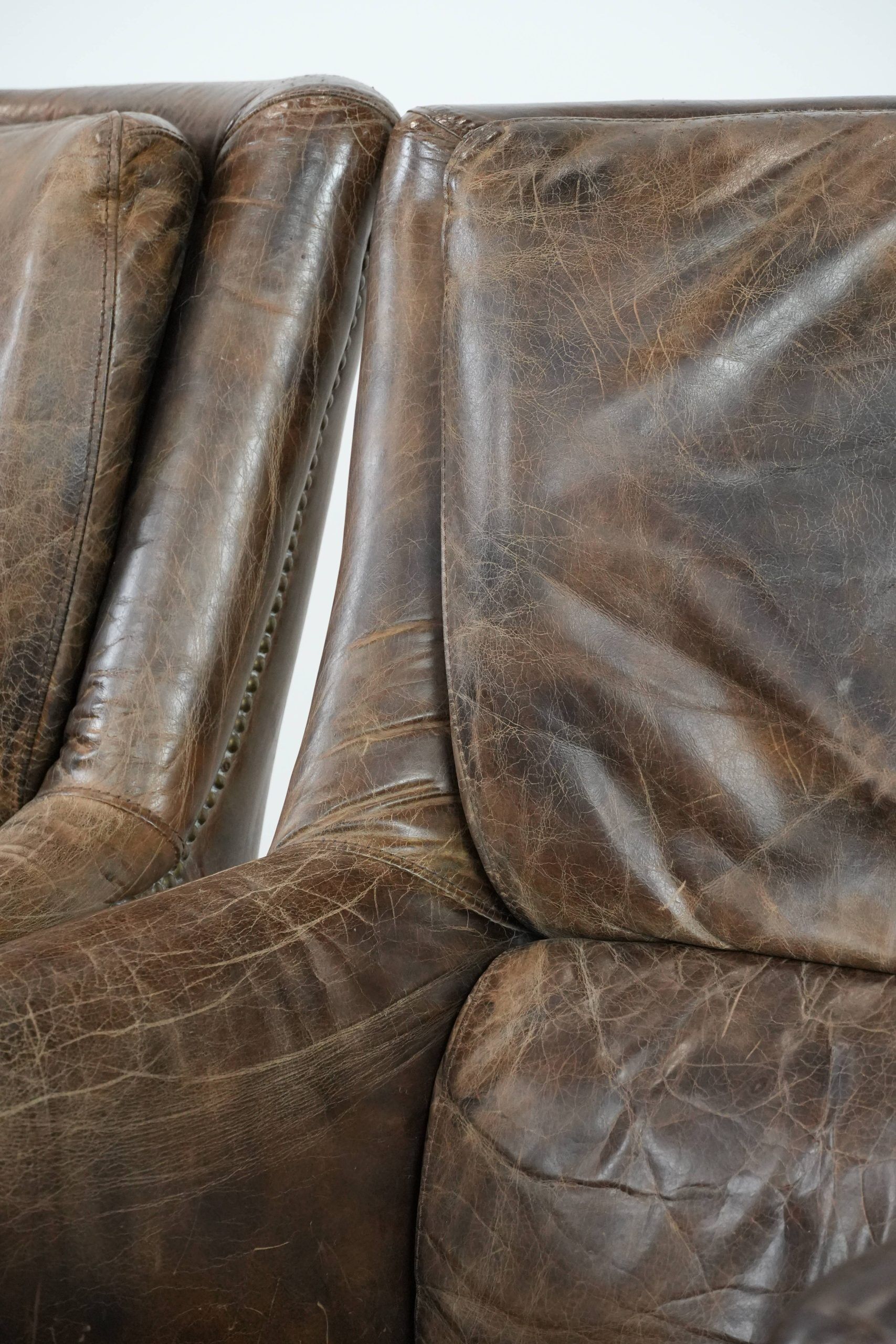 Very comfortable set of two vintage cowhide leather armchairs