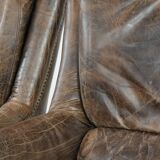 Very comfortable set of two vintage cowhide leather armchairs