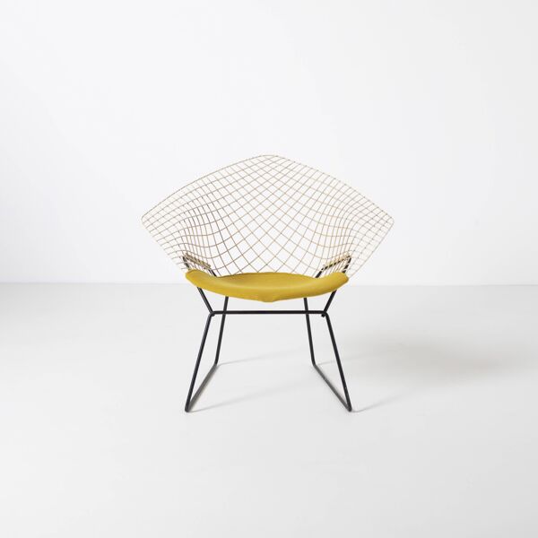 Chaise Diamond vintage Harry Bertoia, Knoll, vers les années 1960, rétapissée.