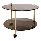 Table desserte laiton et verre-roulettes — style Art Déco