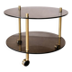 Brass and glass serving table with wheels — Art Deco style