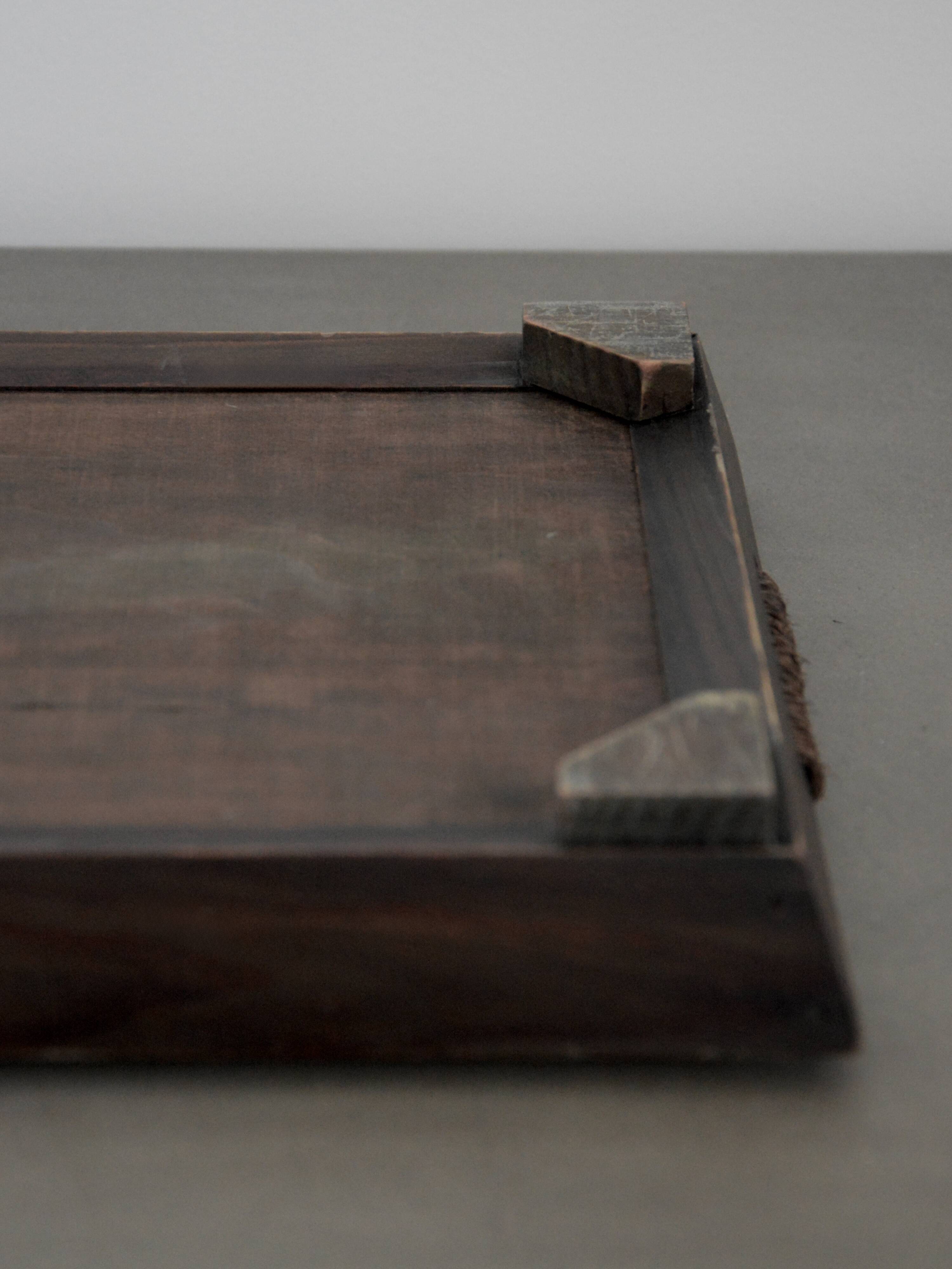 Brutalist / Japanese / Wabi-Sabi Design Raw Wooden Vintage Tray with Rope
