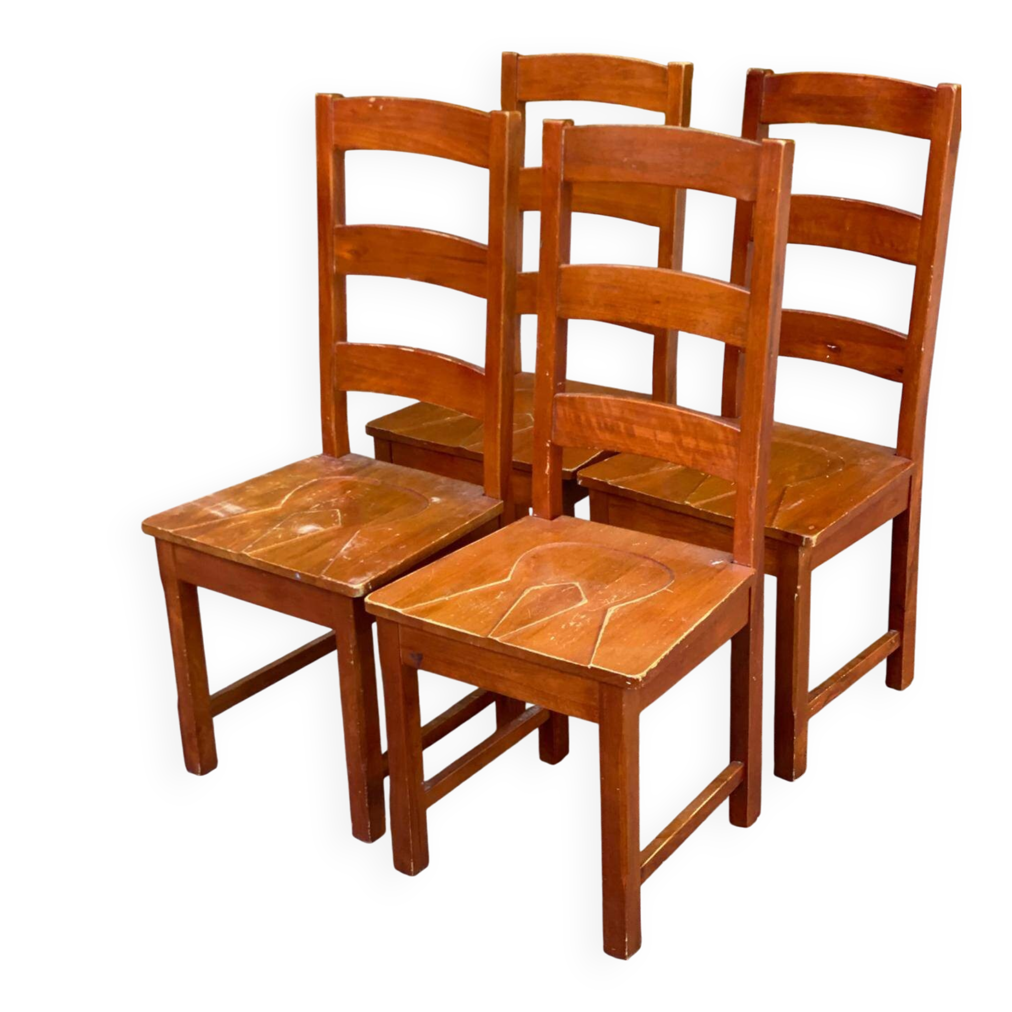 4 solid wood dining chairs in modern country style