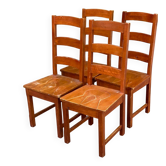 4 chaises de salle à manger en bois massif campagne moderne
