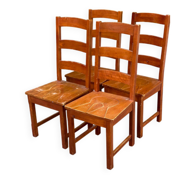 4 solid wood dining chairs in modern country style