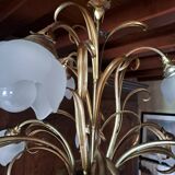 9-light gold metal foliage chandelier