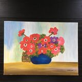 Painting bouquet of red anemones