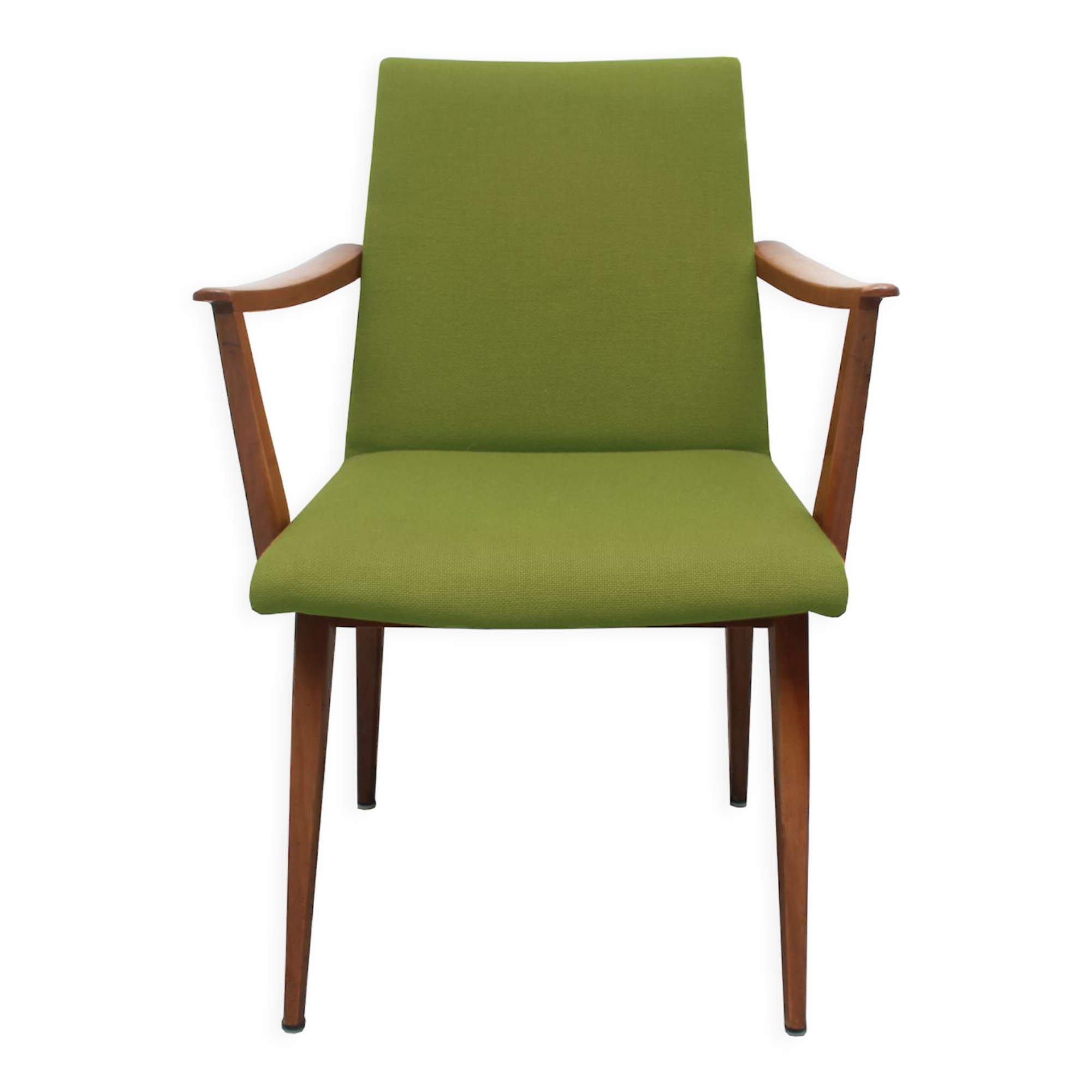 1950s armchair in cherrywood, green fabric