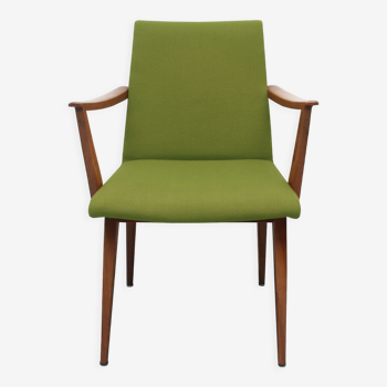 1950s armchair in cherrywood, green fabric