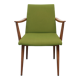 Fauteuil des années 1950 en cerisier, tissu vert