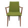 Fauteuil des années 1950 en cerisier, tissu vert