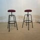 Paire de tabourets de bar pivotants en fer marron boucle du milieu du siècle italien vintage 1950