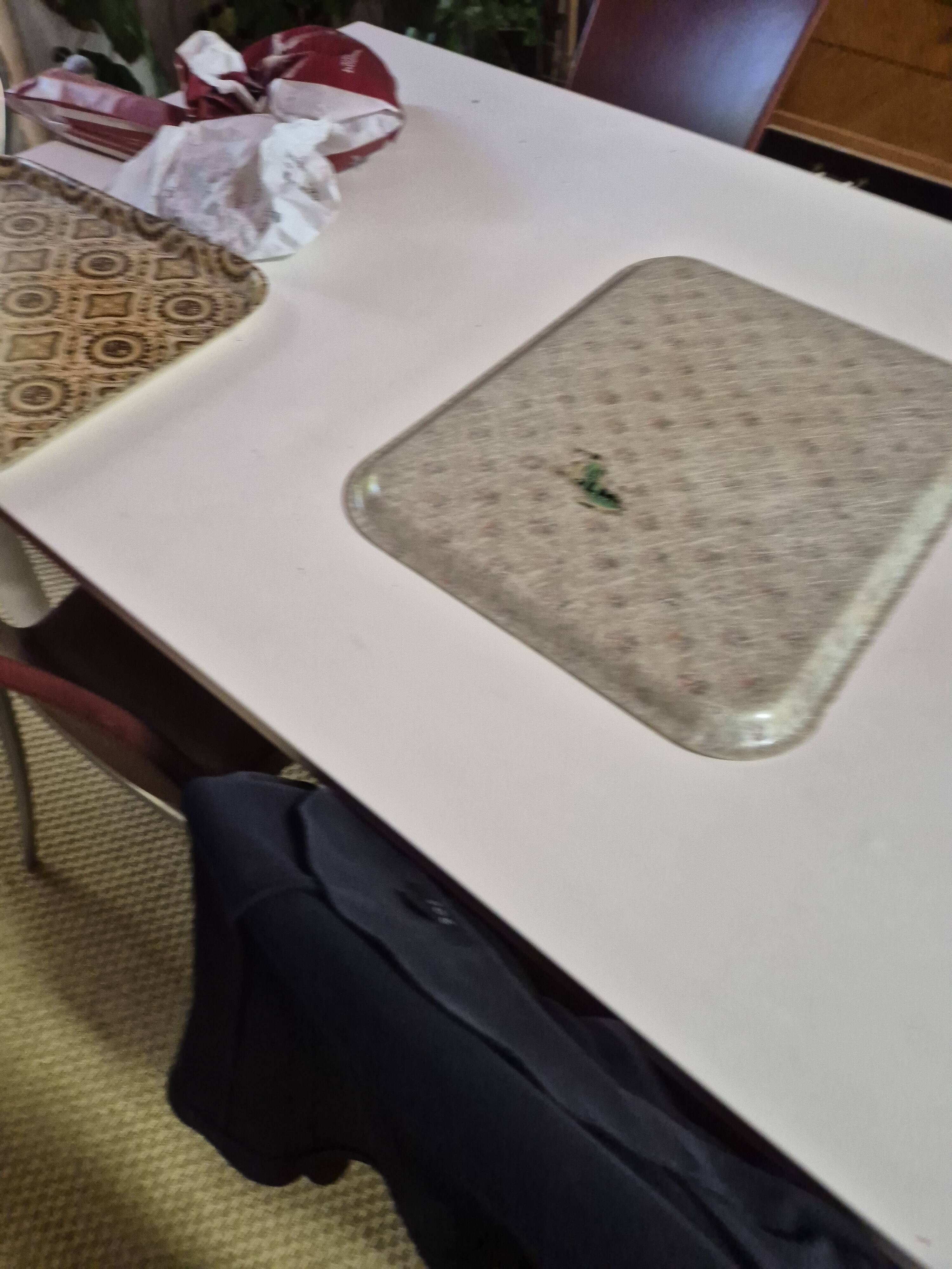 vintage tray from the 70s, brown orange design